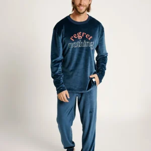 Pijama longo masculino com efeito veludo Regret Nothing | MUYDEMI