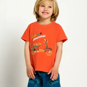 Pijama infantil curto de algodão com estampa de motociclista | MUYDEMI