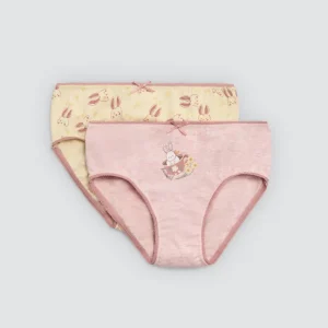 Pacote de 2 calcinhas infantis de algodão estampadas Hora do chá