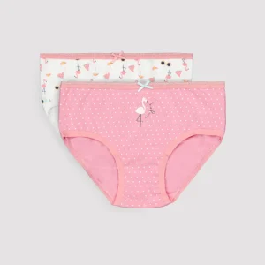 Conjunto de 2 calcinhas infantis com estampa de flamingo