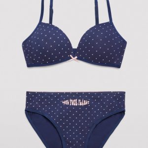 Conjunto de sutiã e calcinha de algodão com design estrela