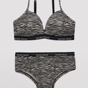 Conjunto sutiã e calcinha de algodão com estampa animal