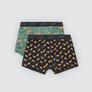 Pacote com 2 boxers juvenis de algodão estampados Sim