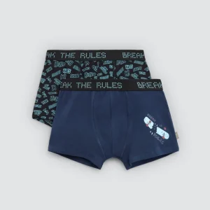 Pacote de 2 boxers juvenis de algodão com estampas de skate
