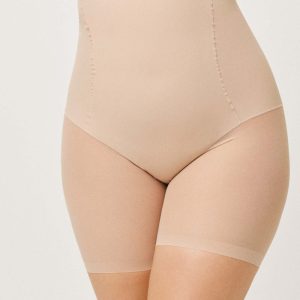 Cintura redutora abdominal alta tecido tule média compressão nude