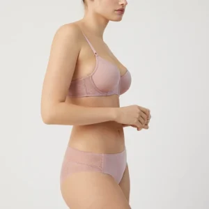 Calcinha midi invisível com renda rosa