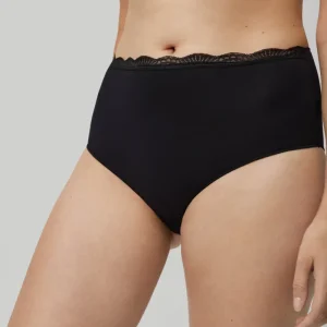 Calcinha alta de algodão preto