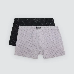 Conjunto de 2 cuecas boxer estampadas com motivos minimalistas.