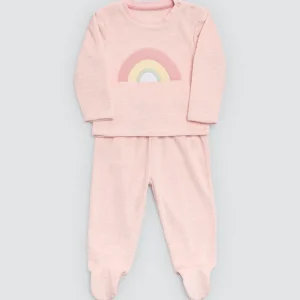 Conjunto de bebê de manga comprida rosa Rainbowland