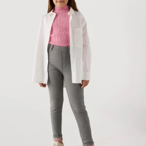 Leggings térmicas de menina com bolsos traseiros cinzentos