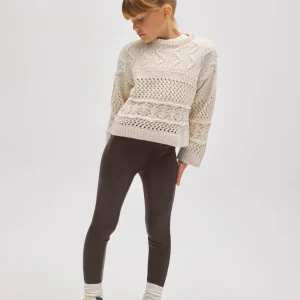 Leggings térmicas com efeito couro chocolate para meninas