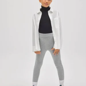 Leggings térmicas para meninas em lã cinza