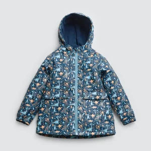 Capa de chuva infantil com forro de lã Dino
