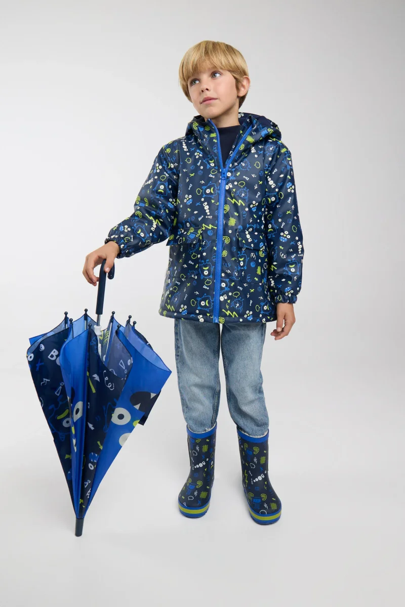 PRÉ-VENDA Capa de chuva de menino estampado de monstros com forro polar - Image 4