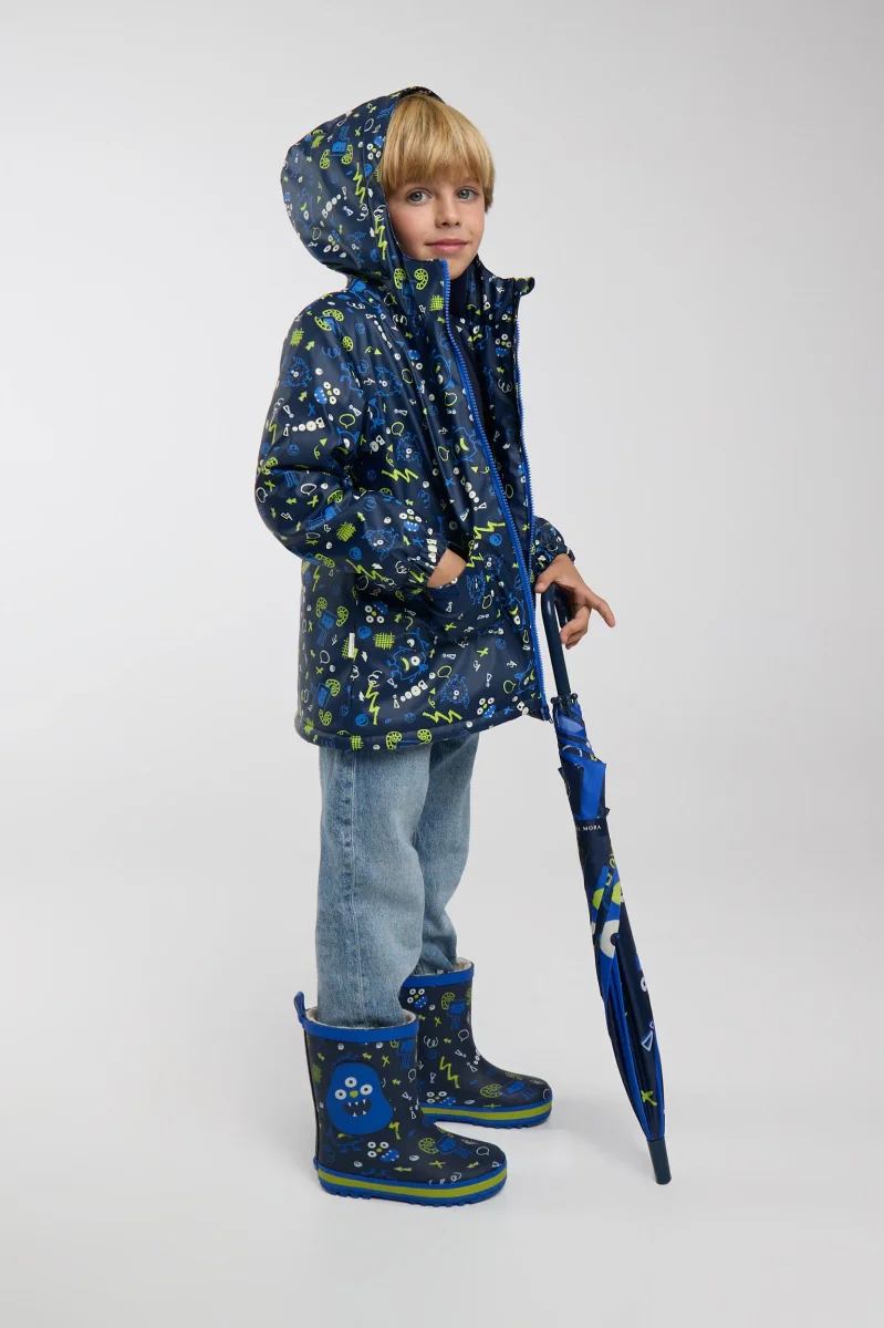 PRÉ-VENDA Capa de chuva de menino estampado de monstros com forro polar - Image 6