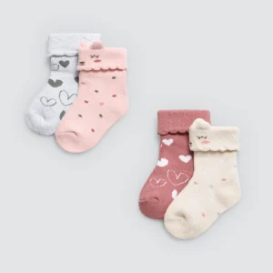Pacote de 4 meias térmicas estampadas para bebê