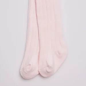 Collant canelado rosa claro