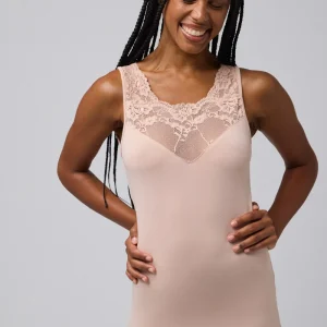 T-shirt térmica em renda nude sem mangas