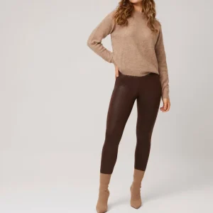 Leggings térmicas com efeito couro chocolate