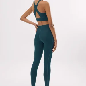 Leggings de compressão verde-garrafa para uma barriga lisa