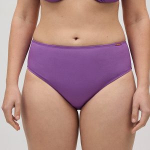 Cueca de biquíni micropiqué violeta com alto redutor