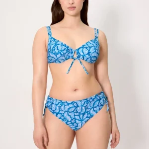 Conjunto de biquíni modelador com estampa floral azul, tamanho C (copo do sutiã).