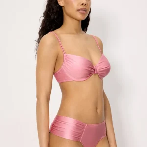 Conjunto de biquíni modelador redutor de seios rosa com glitter, tamanho C
