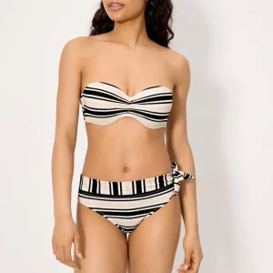 Conjunto de biquíni bandeau com efeito push-up e textura em tricô, tamanho C