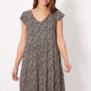 Vestido curto e amplo com estampa.