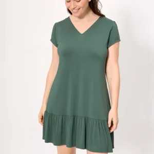 Vestido curto verde-garrafa