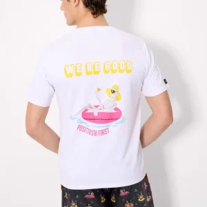 Camiseta de manga curta com estampa de caveira, branca