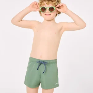 Calção de banho infantil verde liso