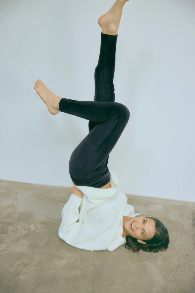 Leggings térmicas confortáveis de lã preta