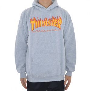 Sweat Hoodie Thrasher Flame Logo – Cinzento