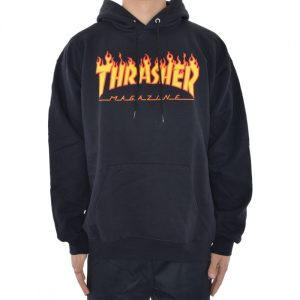 Sweat Hood Thrasher Flame – Preto